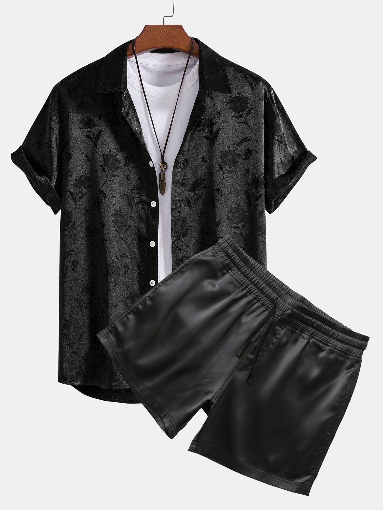 Satin Floral Shirt & 3