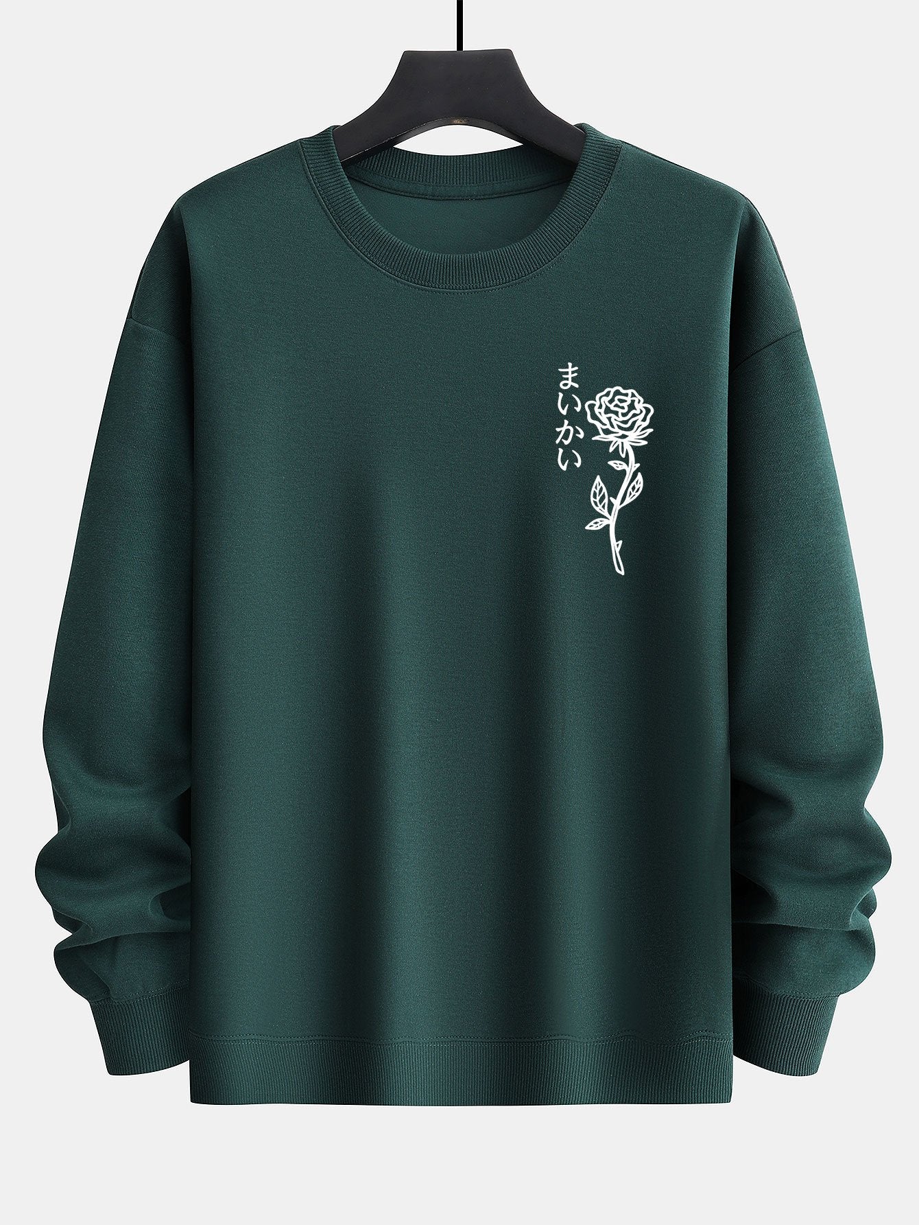 Japanese Rose Print Relax Fit Sweatshirt