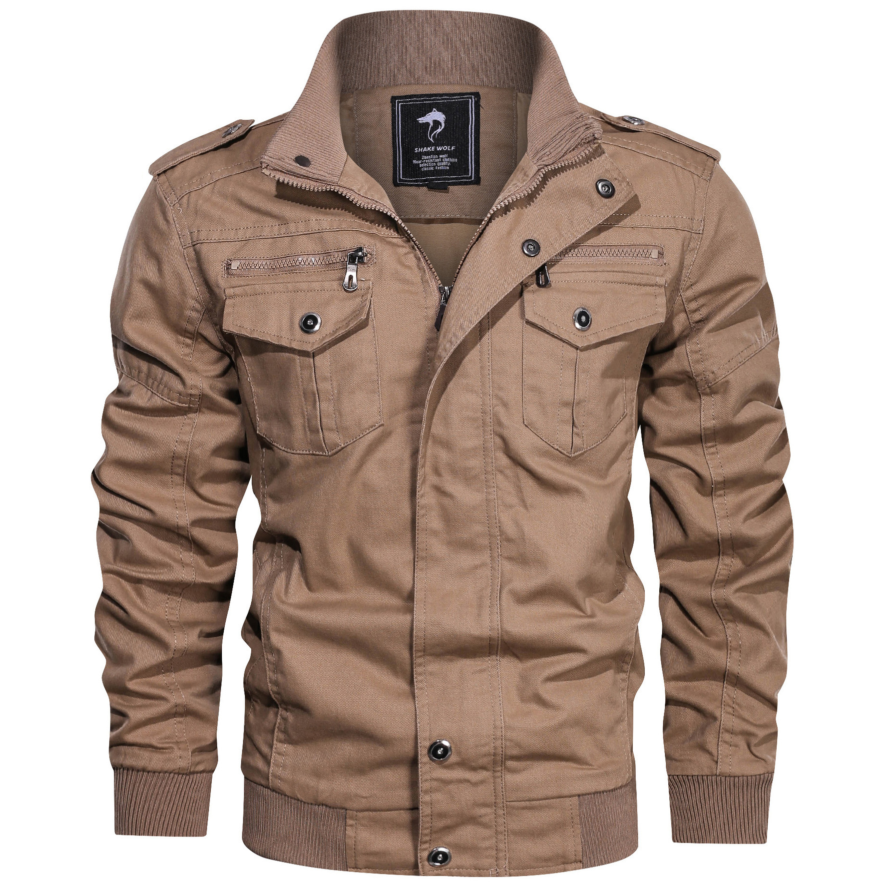 Men's Outdoor Warm Breathable Multi-pocket Cotton Washed Cargo Jacket