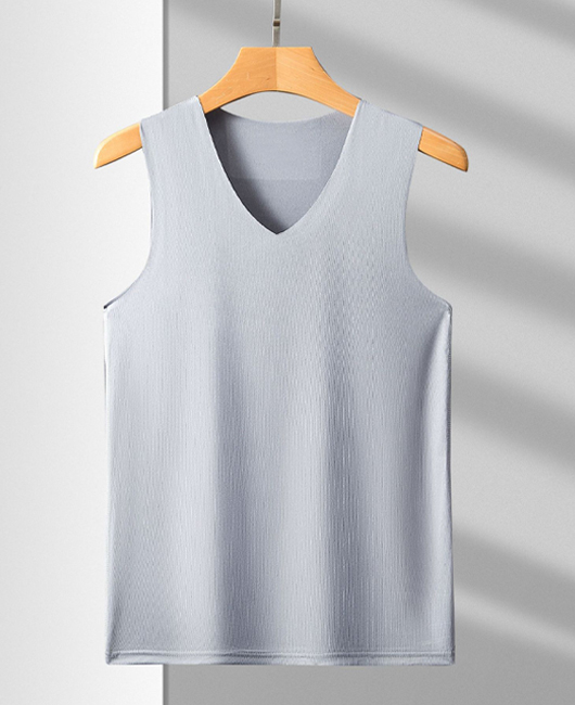 Sporty Plain V-Neck Sleeveless Quick-Dry Ice Silk Tank Top