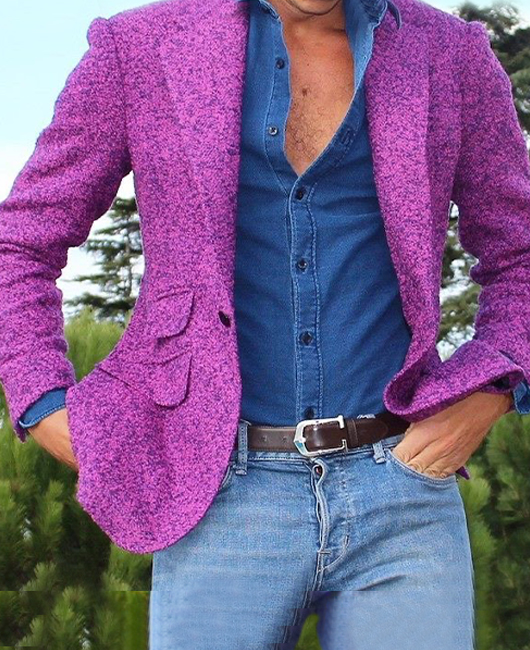 OK Casual Pinkish Purple Lapel Collar One Button Blazer