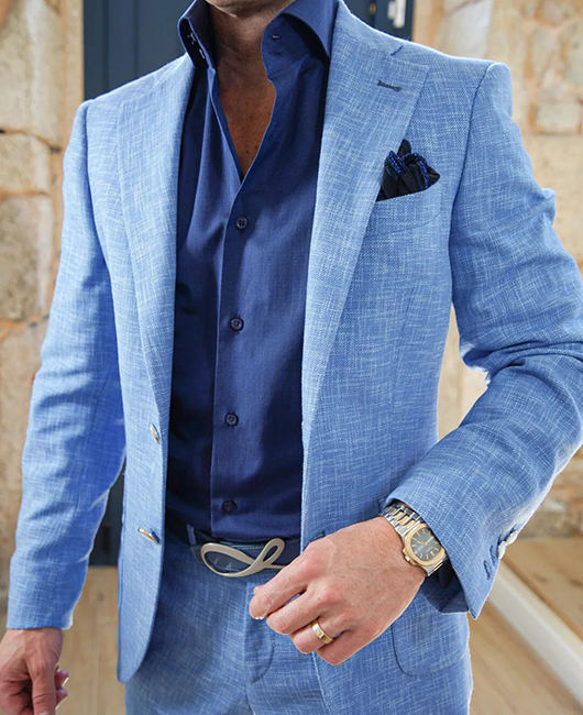 Textured Pattern Pockets Single Breasted Notch Lapel Blazer