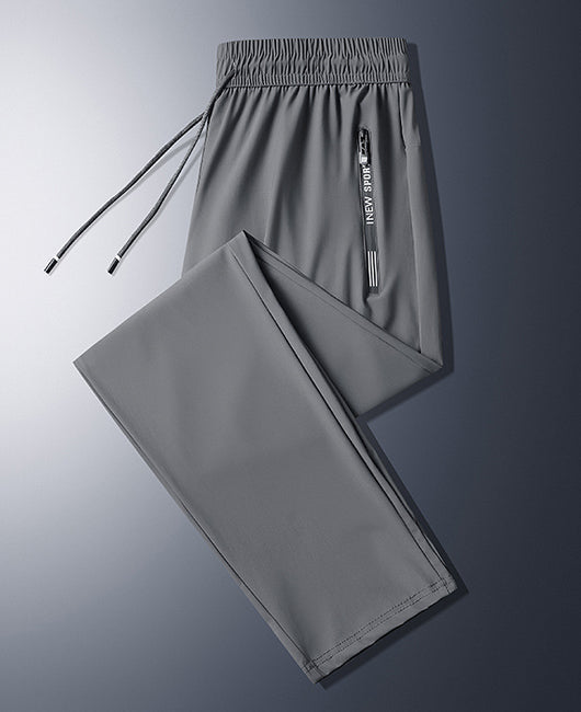 Men Solid Drawstring Zip Up Pocket Sports Pants