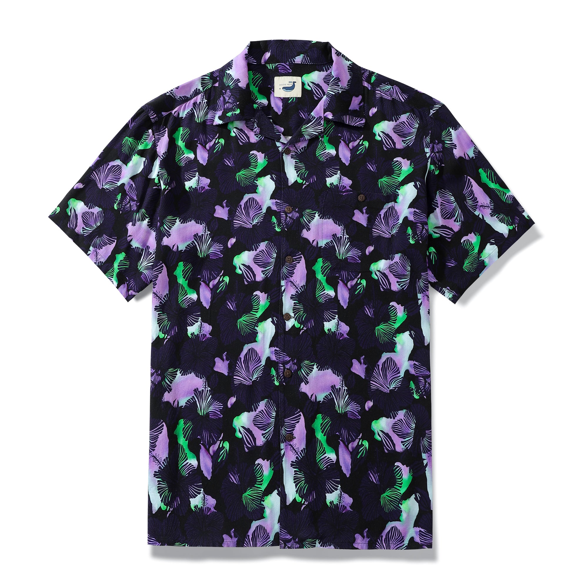 Dark Jacquard Hibiscus 80s Classic Rayon Shirt Drapes well