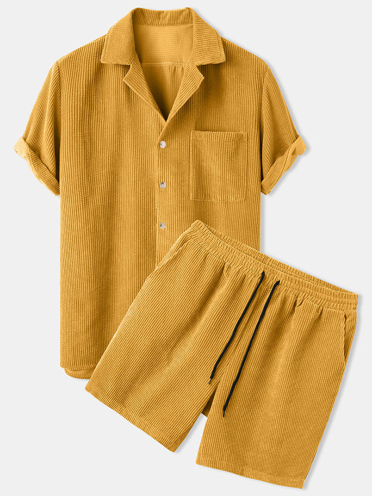 Corduroy Short Sleeved Revere Collar Shirt & Corduroy 5