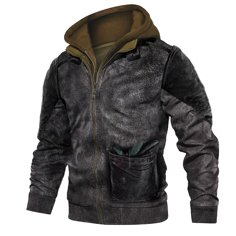 Men's Outdoor Casual Deerskin Hooded Jacket