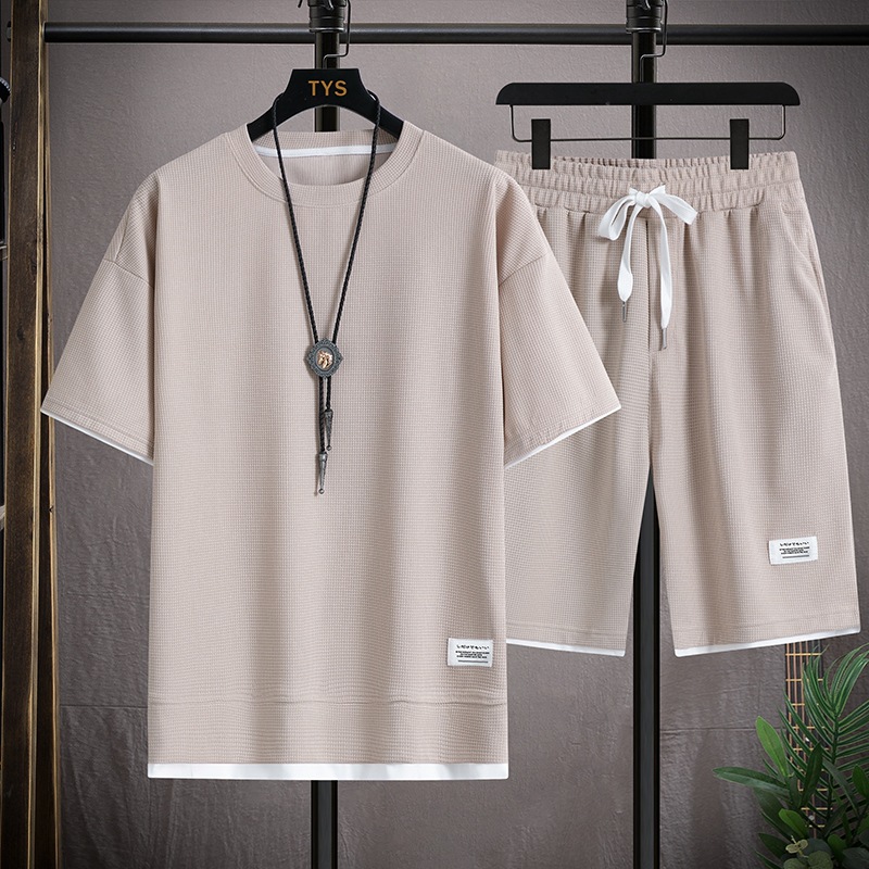 Men's Casual Waffle Shorts Set 6 Colors