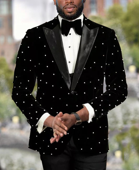 Black Polka Dot British Style Casual Lapel Blazer