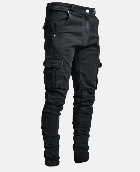 Casual Denim Solid Slant Pocket Pencil Jeans
