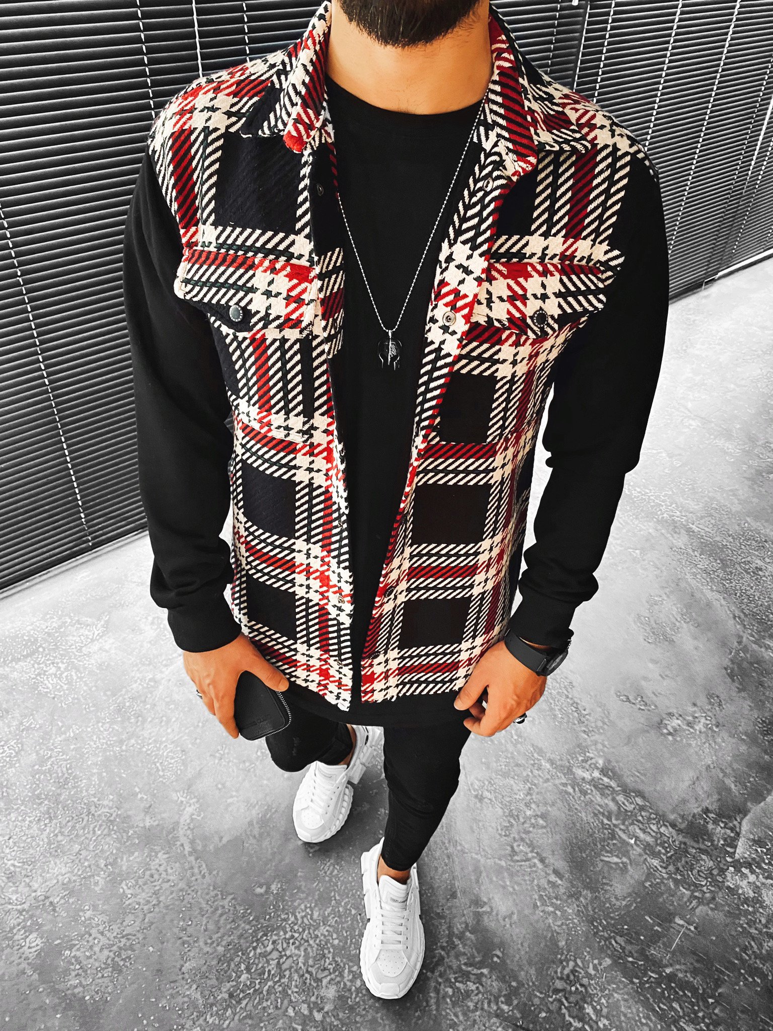 Casual Fashion Plaid Texture Color Block Jacket