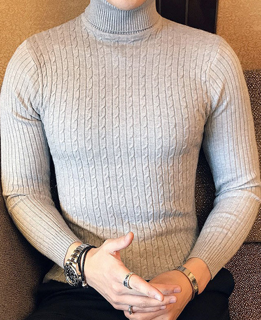 Plain Cable Knit Long Sleeve Sweater