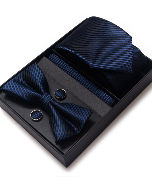Business Allover Print Tie & Scarves & Cufflinks & Bow Tie 4Ps Set