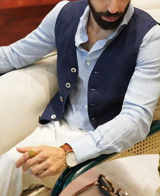 Casual Plain Single Breasted Cotton Blazer Vest