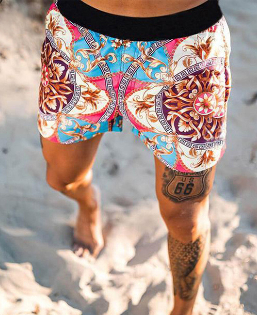 Vacation Casual Digital Print Quick-Dry Straight Shorts