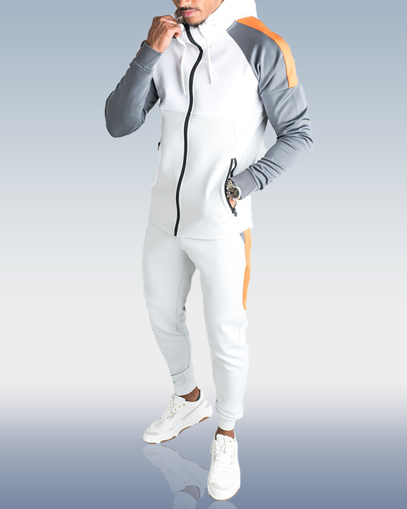 Men's Contrast Color Casual Sports Two Piece Set