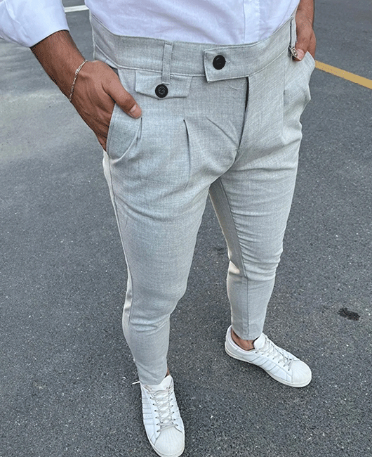 Casual Solid Color Straight Leg Button Pencil Pants
