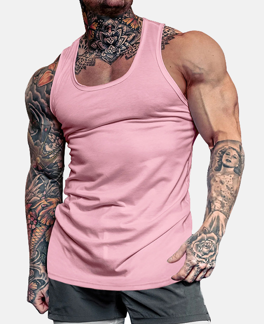 Sporty Solid Color Scoop Neck Sleeveless Breathable Tank Top