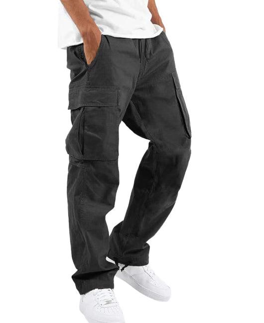 Solid Color Drawstring Flap Pocket Trousers