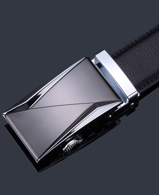 Business Solid Color Leather Automatic Buckle Belt