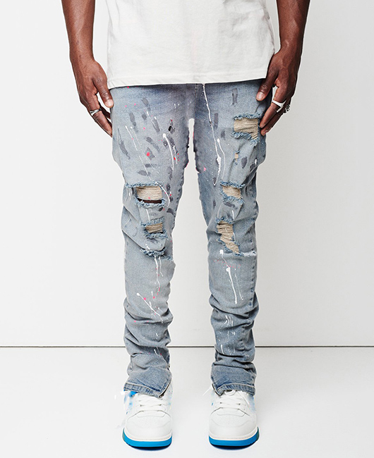Casual Denim Ripped Zipper Pocket Pencil Jeans