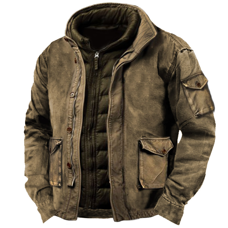 Men's Vintage Outdoor Thermal Pocket Tactical Jacket