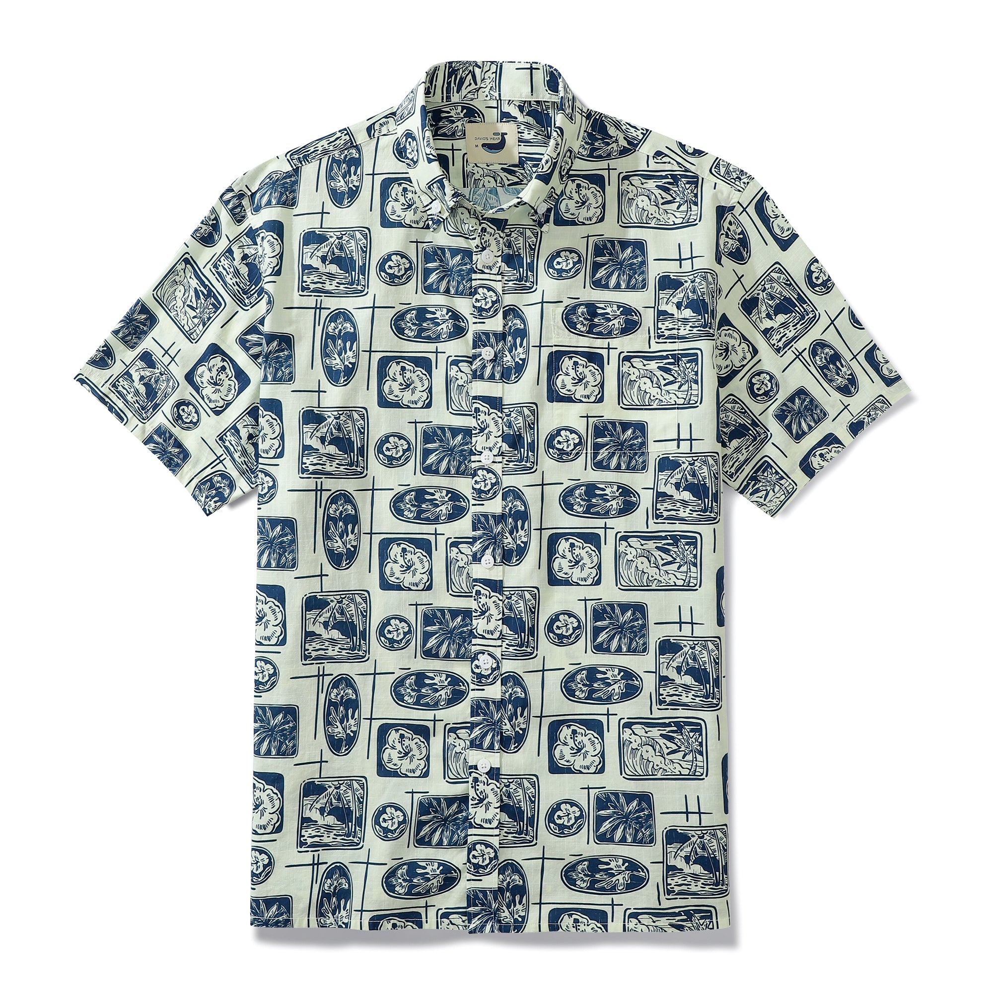 Tropical Plants Plaid Shirt Men's Button-down 100% Cotton