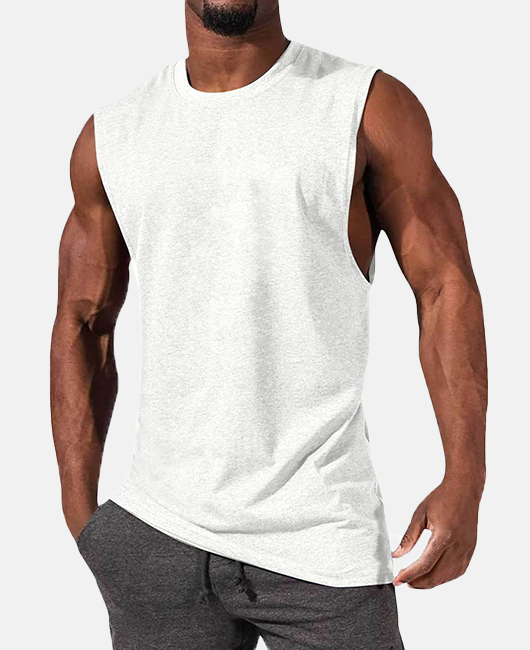 Minimalist Plain Crew Neck Sleeveless Loose Tank Top