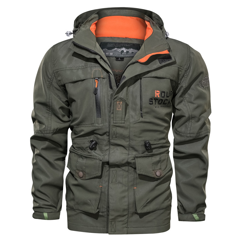 Mens Outdoor Windproof And Rainproof Multi-pocket Jacket