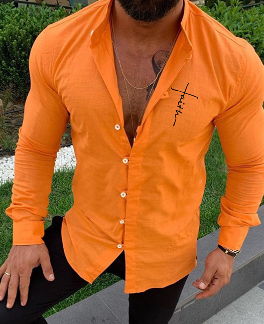 Fashion Stand Collar Plain Long Sleeve Slim Fit Casual Shirt