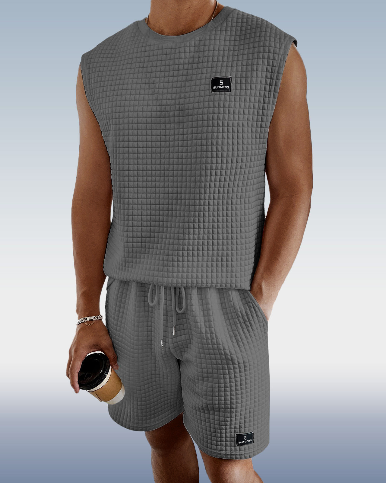 Men's Dark gray sleeveless set