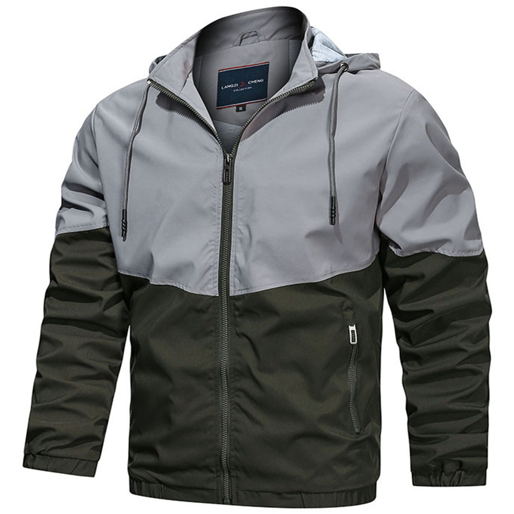 Men's Outdoor Colorblock Hooded Casual Sports Jacket