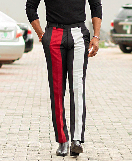 Elegant Contrast Color Straight Leg Pocket Pants