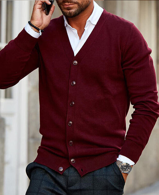 Plain Casual Button Up Knit Cardigan