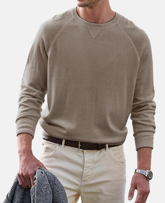 Basic Plain Round Neck Long Sleeve Sweatshirt