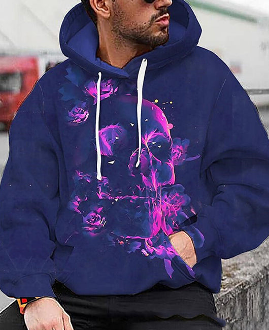 Allover Multi-color Printed Drawstring Hoodie