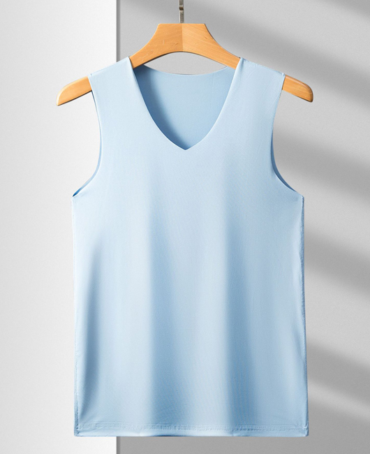 Sporty Plain V-Neck Sleeveless Quick-Dry Ice Silk Tank Top