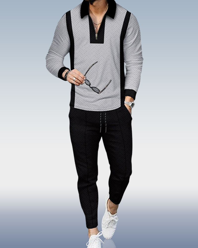 Men's Casual Personality Polo Suit 097