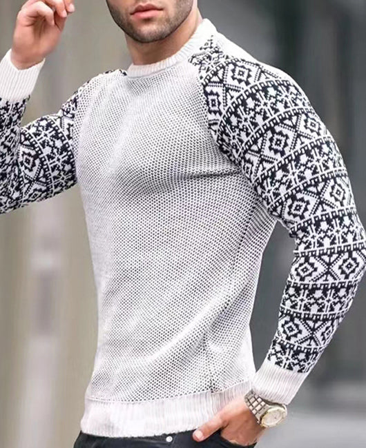 Contrast Geo Panel Waffle Knit Top