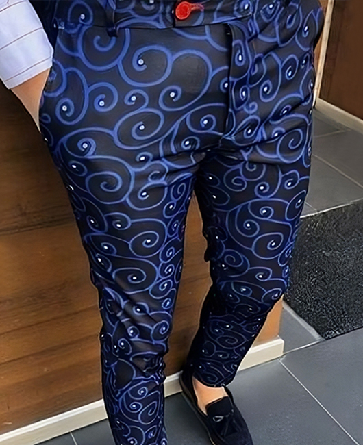 Casual Calico Slim Fit Pocket Straight Pencil Pants