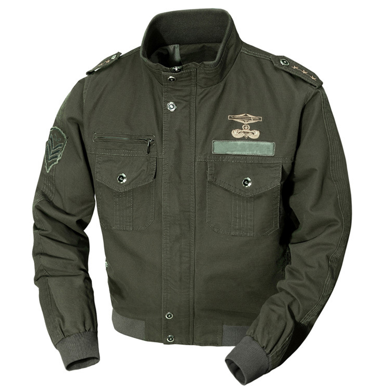 Men's Zip Pocket Military Cargo Jacket