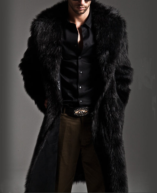 Casual Lapel Faux Fur Luxury Longline Coat
