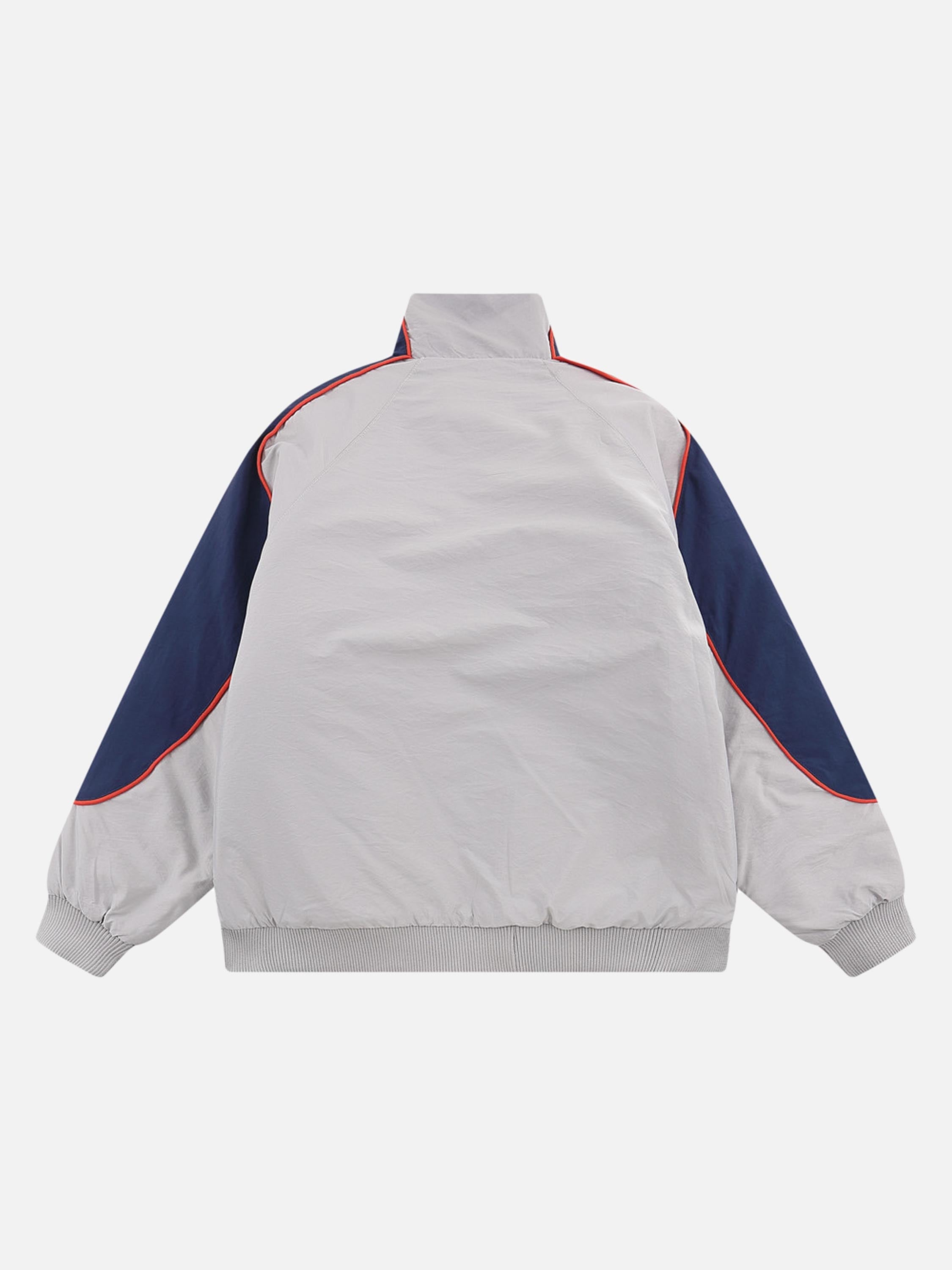 The Vimiaparty American Vintage Color-blocking Letters Embroidered Loose Cotton Jacket