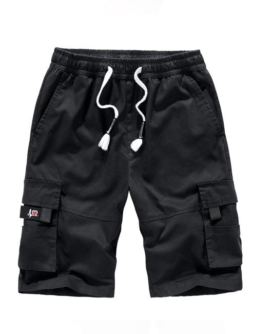 Men'S Solid Slant Pocket Elastic Waist Shorts