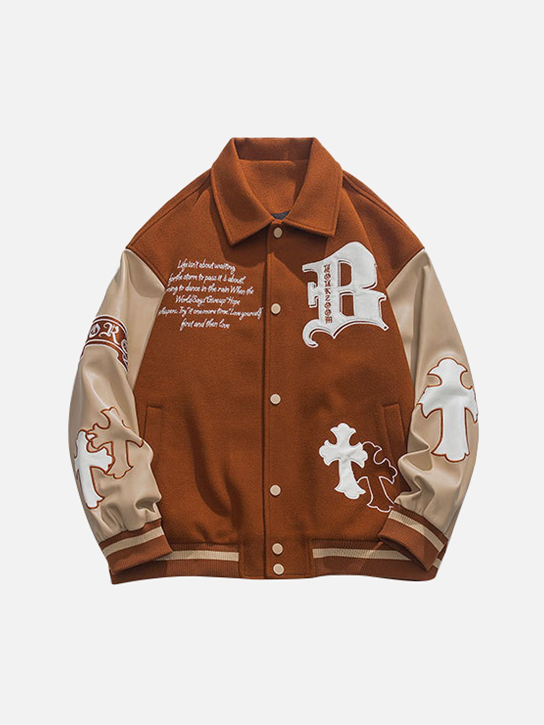 The Vimiaparty American Vintage Pu Leather Color Blocking Jacket Baseball
