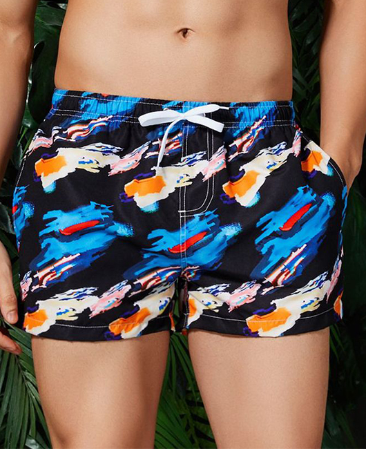 Vacation Casual Calico Quick-Dry Drawstring Shorts