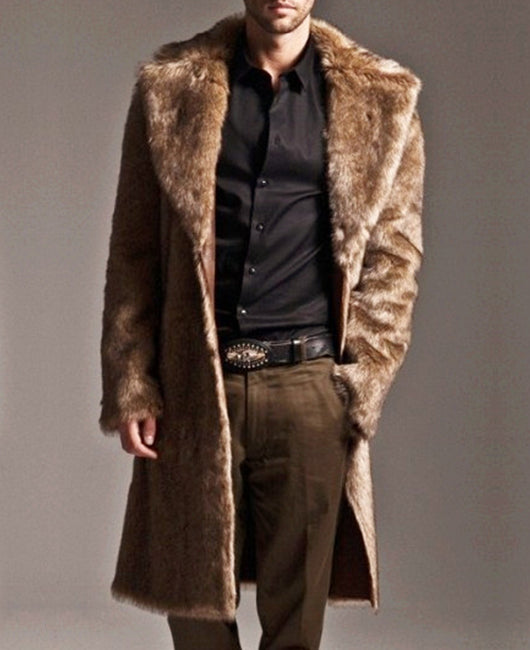 Casual Lapel Faux Fur Luxury Longline Coat