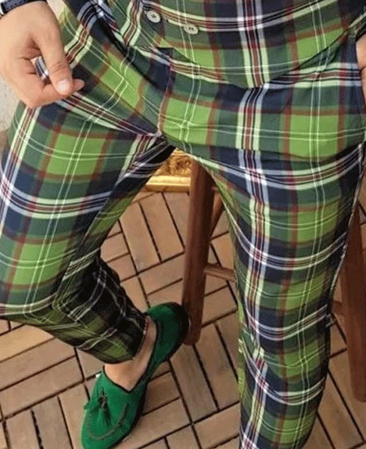 Elegant Plaid Print Slim Fit Formal Pencil Pants