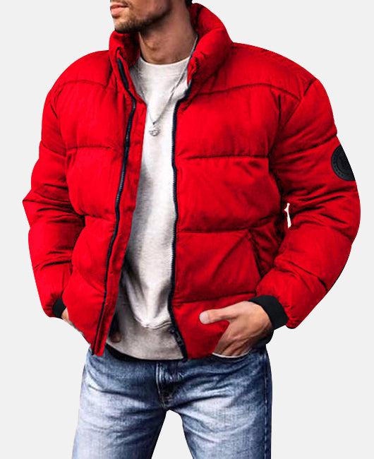 Solid Zip Up Stand Up Coat