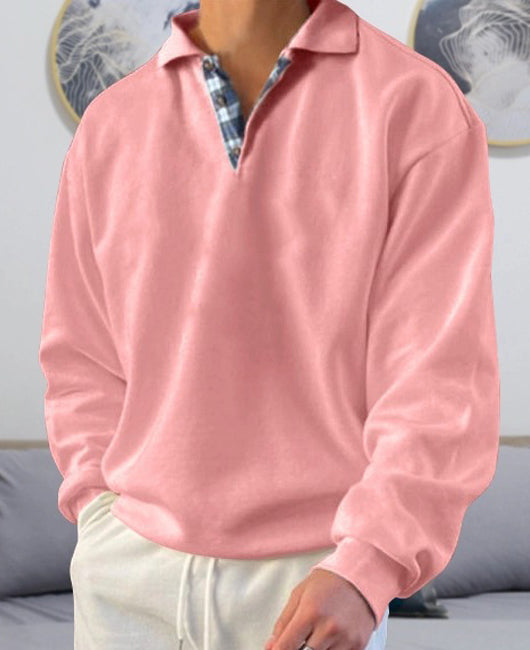 Elegant Plain Lapel Neck Long Sleeve Loose Shirt