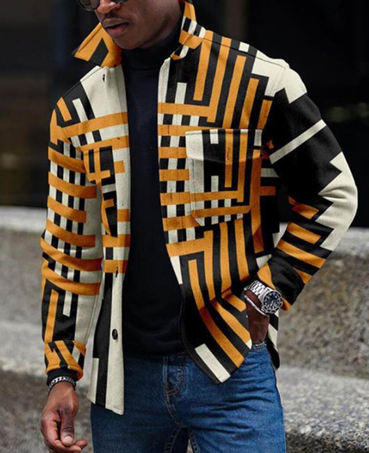 Striped Dual Pocket Front Jacket